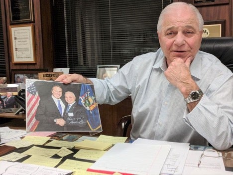 Harry Nespoli, president of Teamsters Local 831 — the Uniformed Sanitationmen's Association, sitting at his desk in the local's headquarters in Lower Manhattan. With members' support, Nespoli got the Martin Luther King Jr. holiday as a paid holiday for his organization. (Jared McCallister/New York Daily News)